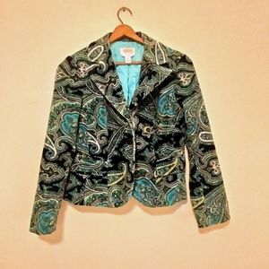 Vintage blue and green paisley blazer